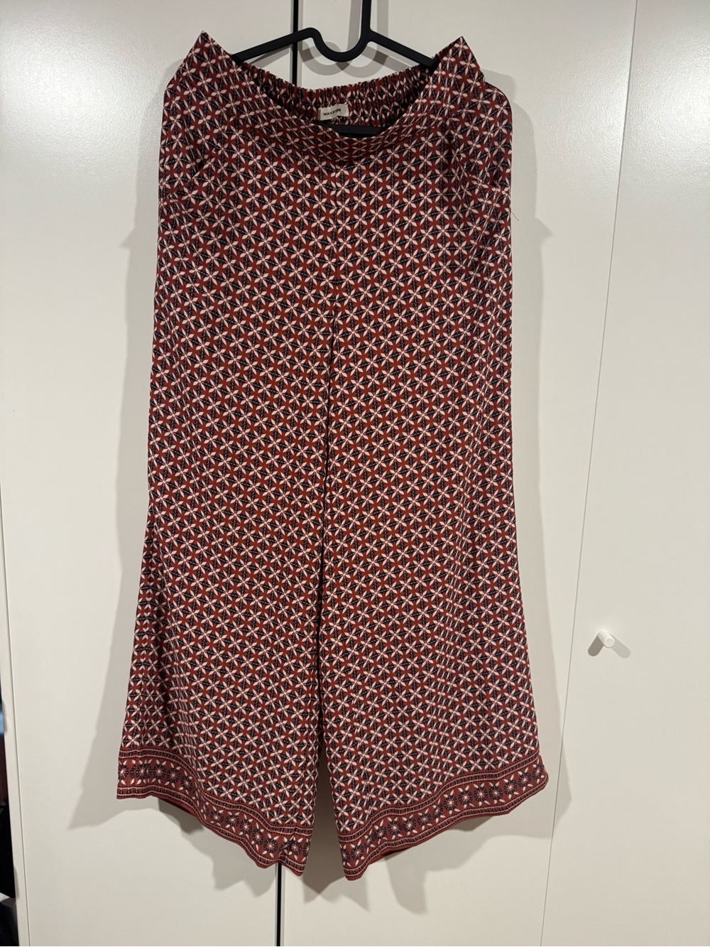 Max Studio Burgundy Geometric Wide-Leg Pants